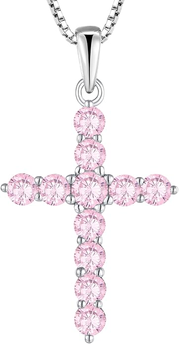 STARCHENIE Cross Necklace Sterling Silver Crucifix Pendant Gemstones Jewelry for Women