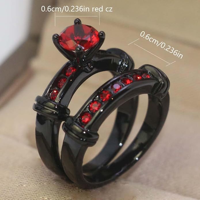 3pcs Matching Rings His and Hers Ring Couple Rings Pruple Cz Womens Wedding Ring Sets Wedding Bands