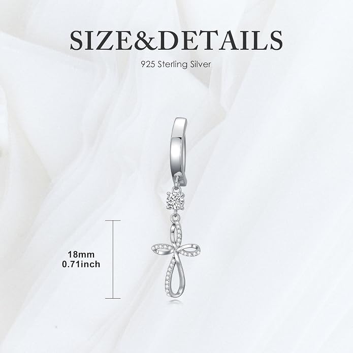 Butterfly Cross Shark Belly Button Ring 925 Sterling Silver Clicker Belly Rings Dangle Navel Ring Hypoallergenic Navel Piercing Belly Piercing Jewelry Gifts for Women
