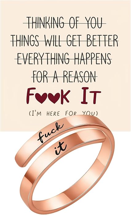 I Fcking Love You Ring, Stainless Steel Engraved Inspirational Words Heart Open Adults Women Vintage Promise Rings Lover Wife Jewelry