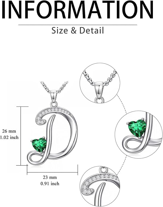 Birthday Gifts for Women Alphabet A to Z Initial Birthstone Pendant Necklaces for Women - 18k White Gold Plated Personalized Name Jewelry Anniversary Graduation Gifts for Wife Her Daughter Girlfriend(with Gift Box)