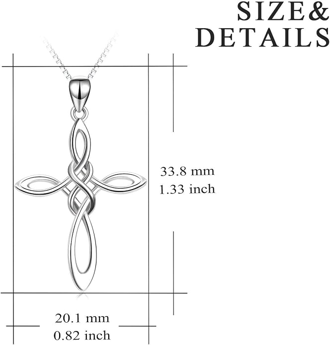 LUHE Celtic Knot Cross Necklace Sterling Silver Birthstone Polished Religious Infinity Celtics Jewelry Gifts for Women