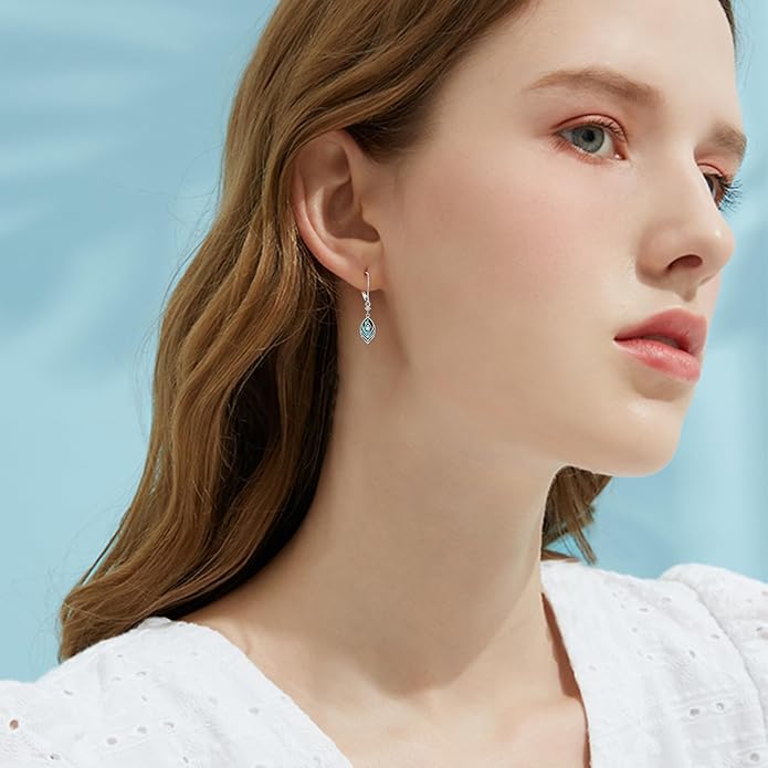 CUOKA MIRACLE Peacock Feather Earrings 925 Sterling Silver Abalone Shell Earring Hypoallergenic Bohemia Earrings for Women Jewelry Christmas Birthday Gifts for Women Men Mom