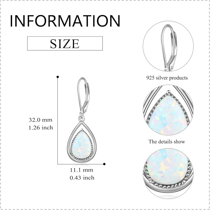 VONALA Dangle Earrings 925 Sterling Silver Opal Larimar Lapis Sapphire Turquoise Moss Agate Crystal Dangling Earrings Jewelry Gift for Women