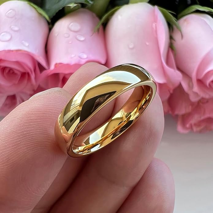 TUTISS 4mm 6mm 8mm 10mm Silver/Gold/White Tungsten Rings for Men Women Couple Fashion Jewelry Anniversary Engagement Wedding Bands Domed Polished I Love You Engraved Comfort Fit