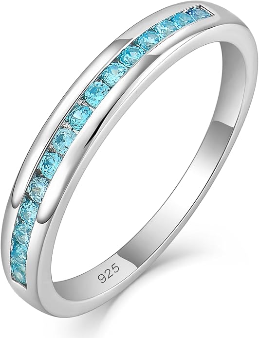 YL Stackable Rings 925 Sterling Silver Halo Birthstone Eternity Bands Jewelry for Women