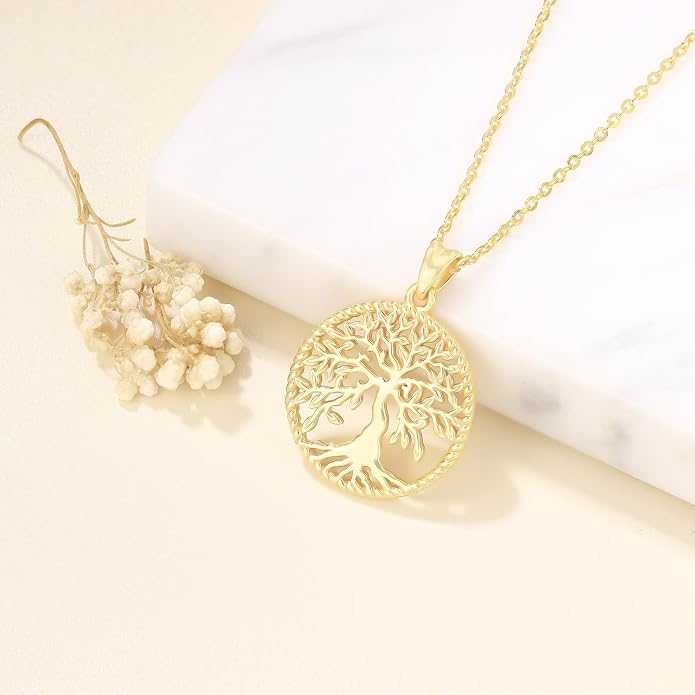 Odinstone Tree of Life Necklace, Sterling Silver Pendant for Women Family Tree Necklaces Jewelry for Mom/Wife/Grandma(With Fine Gift Box)