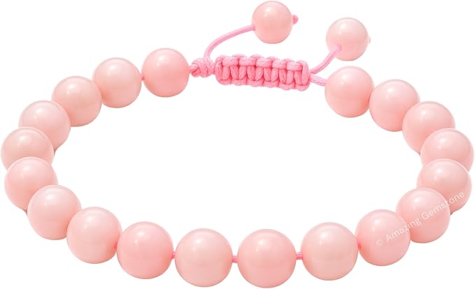 Amazing Gemstone Pink Opal Bracelet, Gifts for Men & Women - Protection Healing Crystal Bracelet - 8mm Gemstone Beaded Adjustable Bracelet, Pulseras para Hombres Mujer Stocking Stuffers