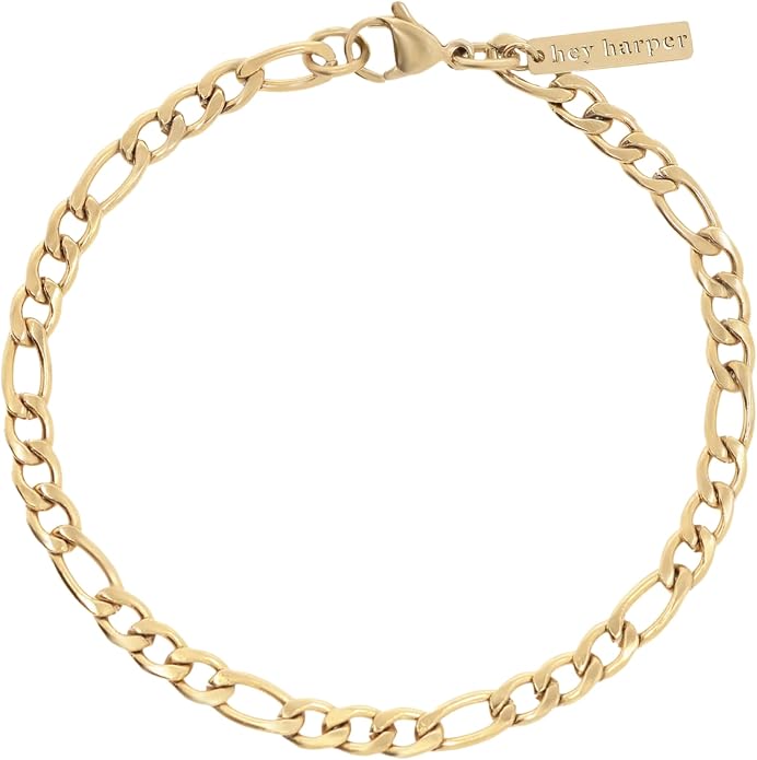 Hey Harper Gold Bracelet For Women Trendy - 14K Gold Dainty Bracelet - Waterproof Sweatproof Non Tarnish Jewelry Gift for Women and For Everyday
