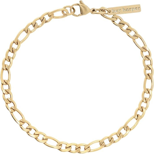 Hey Harper Gold Bracelet For Women Trendy - 14K Gold Dainty Bracelet - Waterproof Sweatproof Non Tarnish Jewelry Gift for Women and For Everyday