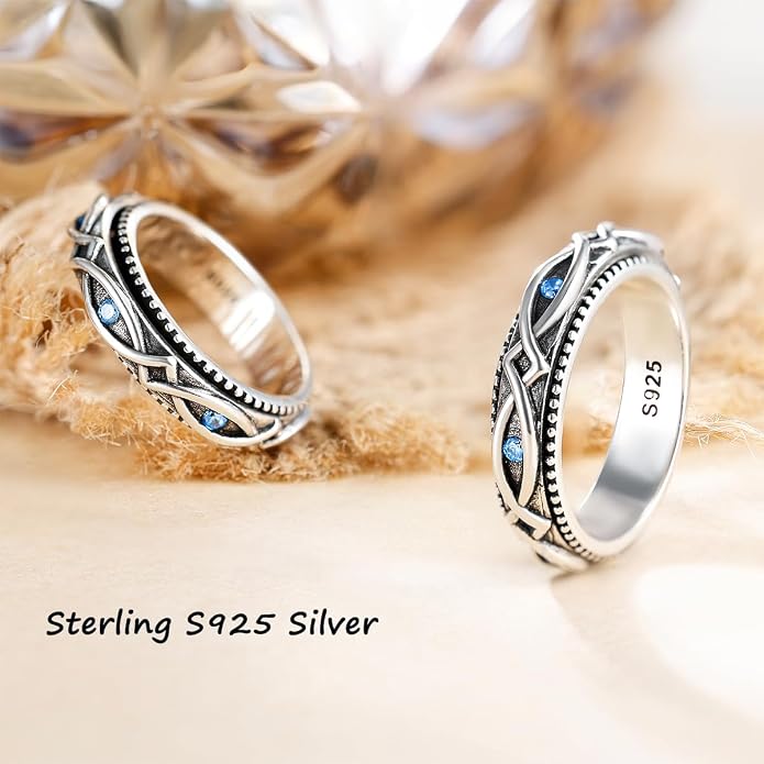 LYTTMAB S925 Sterling Silver Spinner Ring for Anxiety Women Men