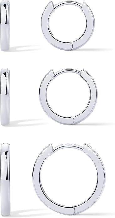 PAVOI Gold Hoop Earrings for Women - 14K Gold Plated 925 Sterling Silver Posts 3 Pairs Hoop Earrings Set for Women - Hypoallergenic Huggie Earring Pack