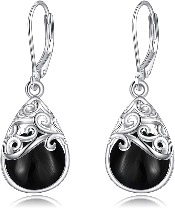925 Sterling Silver Leverback Earrings Vintage Filigree Dangle Drop Earrings Jewelry Birthday Gifts for Women