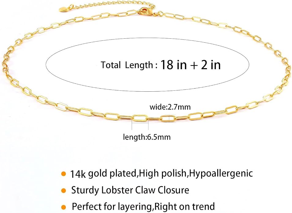 14K Gold Plated Paper Clip Chain Link Necklace Satellite Cross Key Starfish Turquoise Heart Necklace for Women