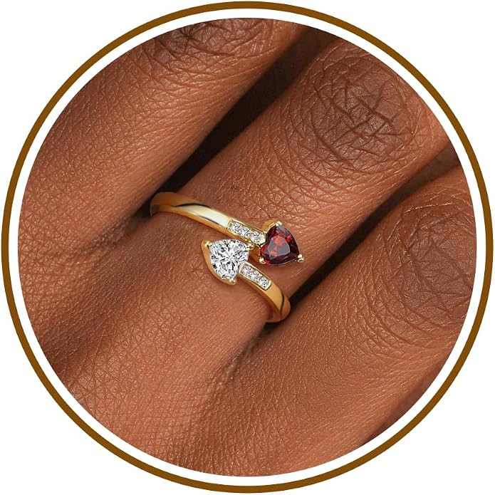 Btysun Mothers Day Gifts, Birthday Gifts for Women Non Tarnish Gold Rings Adjustable 1-12 Birthstone Rings Birthday Gift for Wife Mom Stocking Stuffers Promise Ring Anniversary Wedding Jewelry