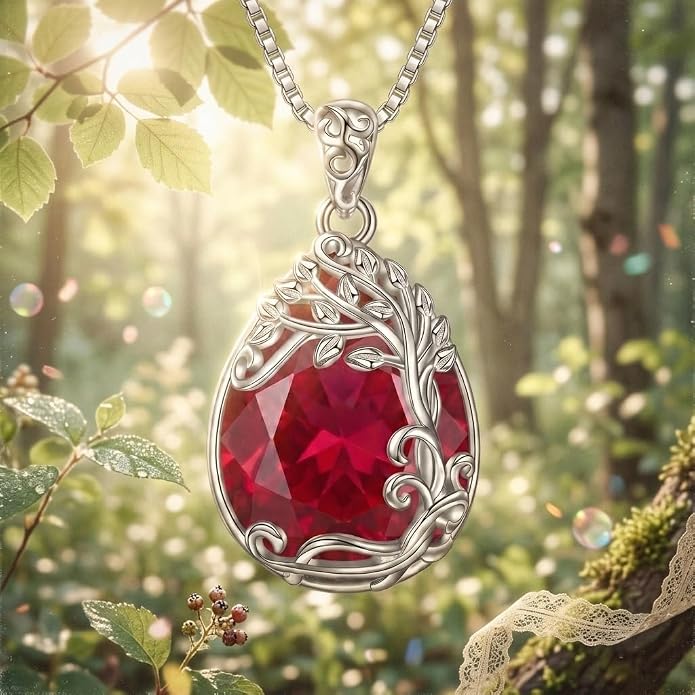 Teardrop Moonstone Necklace for Women Tree of Life/Filigree Birthstone Pendant Necklace Jewelry