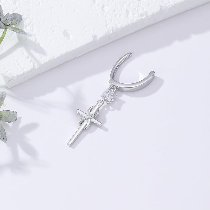 Butterfly Cross Shark Belly Button Ring 925 Sterling Silver Clicker Belly Rings Dangle Navel Ring Hypoallergenic Navel Piercing Belly Piercing Jewelry Gifts for Women