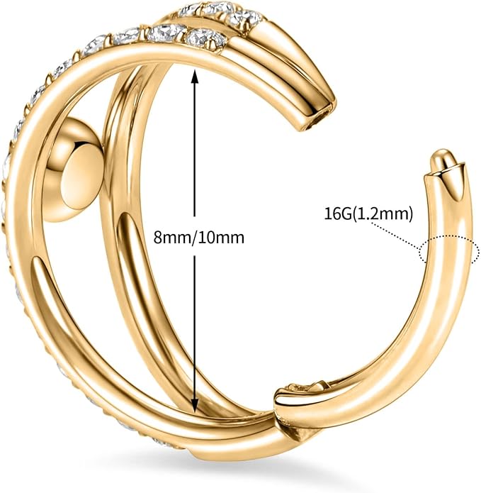 316L Surgical Steel Septum Clicker Ring Nose Ring Hoop Sleeper Hoop Earring Helix Rook Conch Cartilage Daith Tragus Earrings Lobe Nose Piercing Jewelry for Women
