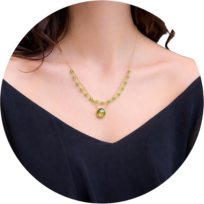 Layering Necklace for Women, Premium Layered Gold Healing Crytsal Necklaces - Tarnish Free 18K Gold Vermeil Certified S925 Classic Stack Necklace Gold Jewelry for Women - Mothers Day Gifts for Mom Wife