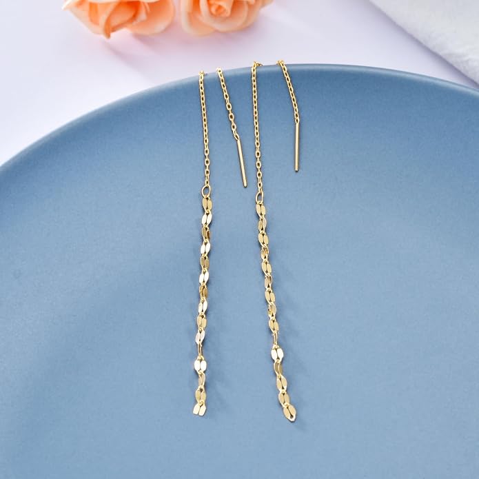 VONALA Moon Star Threader Earrings Sterling Silver Long Earrings for Women Hypoallergenic Tassel Chain Earrings for Teen Girls