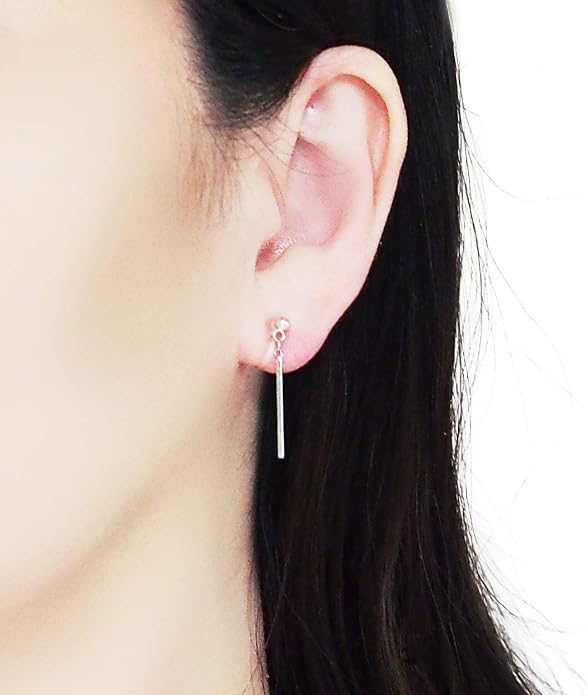 Comfortable Stick Invisible Clip On Earrings Gold Dangle Long Waved Threader Bar Clip-On Non Pierced Earrings Silver For Women,…