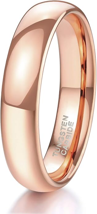 TRUMIUM 2mm 4mm 6mm 8mm Tungsten Wedding Band Ring for Men Women Silver/Rose Gold Plated/Rainbow/Gold Plated Domed High Polish Engagement Promise Rings Comfort Fit 4-15