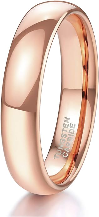 TRUMIUM 2mm 4mm 6mm 8mm Tungsten Wedding Band Ring for Men Women Silver/Rose Gold Plated/Rainbow/Gold Plated Domed High Polish Engagement Promise Rings Comfort Fit 4-15