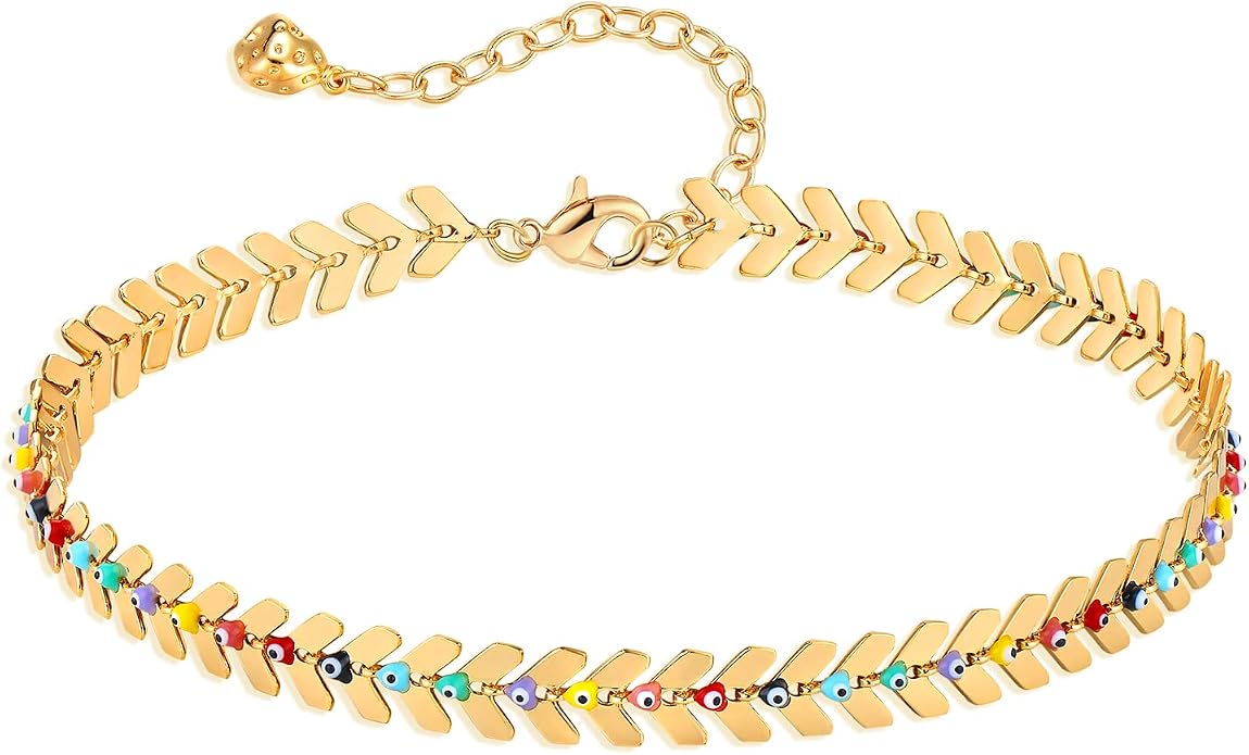 MEVECCO Anklet for Women Gold Chain 14K Gold Plated Dainty Boho Beach Summer Simple Foot Jewelry Ankle Bracelet