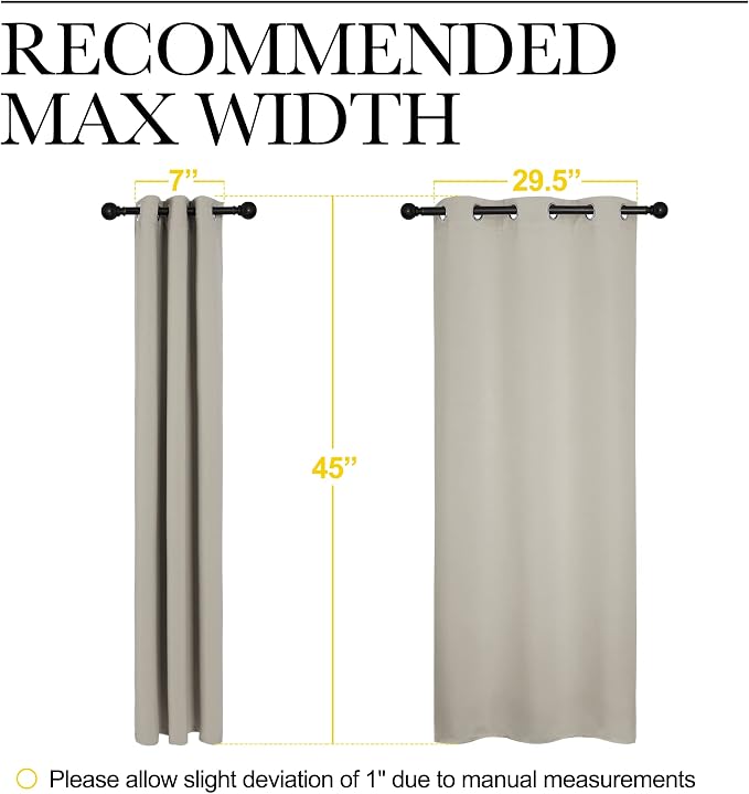 NICETOWN Room Darkening Short Curtain Panels for Cafe, Thermal Insulated Grommet Room Darkening Draperies/Drapes for Window (Natural, 2 Panels, W34 x L45 -inch)