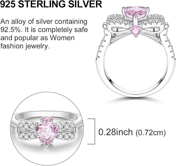 925 Sterling Silver Rings for Women | Elegant Dainty Hoop & Band Rings with 5A Cubic Zirconia | Daily Wear Jewelry with Gift Bag (Sizes 6-9)