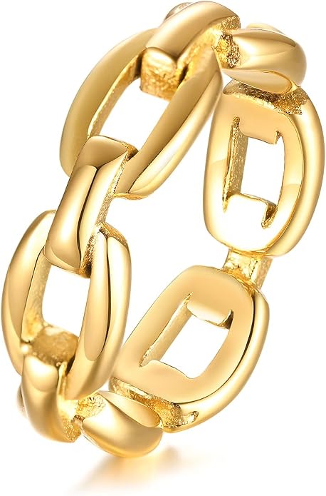 VNOX 18K Gold Plated/Silver Stainless Steel Cuff Link Ring for Women