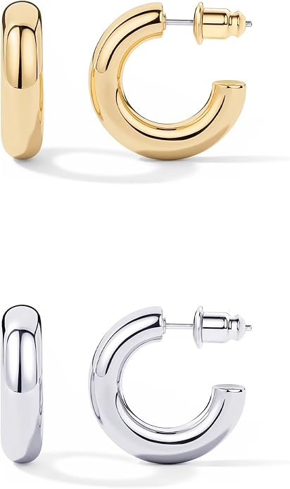 14K Gold-Plated, Lightweight, Open Hoop Earrings For Women