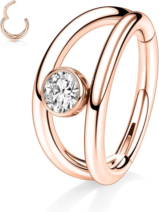 316L Surgical Steel Septum Clicker Ring Nose Ring Hoop Sleeper Hoop Earring Helix Rook Conch Cartilage Daith Tragus Earrings Lobe Nose Piercing Jewelry for Women