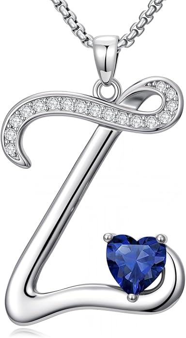 Birthday Gifts for Women Alphabet A to Z Initial Birthstone Pendant Necklaces for Women - 18k White Gold Plated Personalized Name Jewelry Anniversary Graduation Gifts for Wife Her Daughter Girlfriend(with Gift Box)
