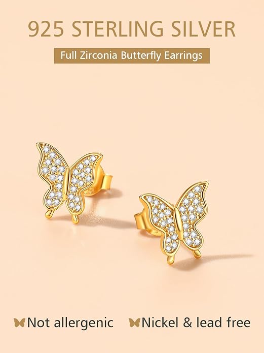 FindChic Hypoallergenic Sterling Silver Small Bar/Heart/Dot/Triangle/Butterfly/Lightning Studs Earrings Minimalist Geometric Jewelry Valentine Gifts for Women Men Girls, with Gift Box