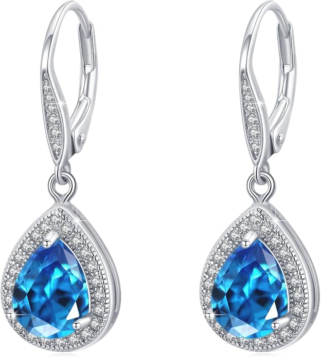 Trendy Dangle Earrings for Women Teen Girls Sterling Silver 12 Birthstone Earrings Minimalist Hypoallergenic Earrings for Sensitive Ears Jewelry Gifts