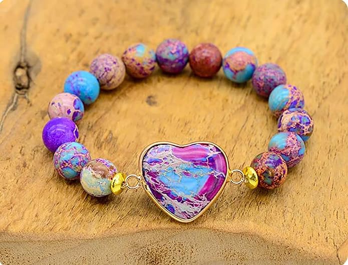 Women Wrap Bracelet Boho Natural Jasper Crystal Stone Beads Strand Bracelets