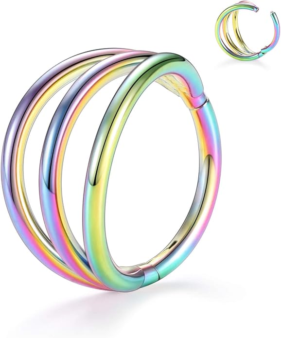 316L Surgical Steel Septum Clicker Ring Nose Ring Hoop Sleeper Hoop Earring Helix Rook Conch Cartilage Daith Tragus Earrings Lobe Nose Piercing Jewelry for Women