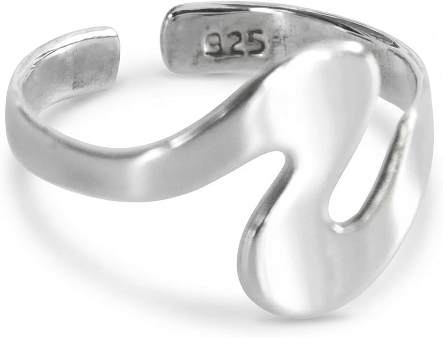 Sterling Silver Toe Ring, Handmade Adjustable Open Band, Minimalist Dainty Summer Beach Foot Jewelry for Women, Can Be Worn as Knuckle or Pinky Ring