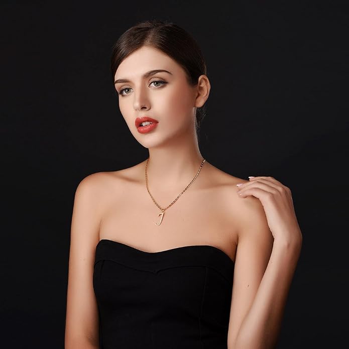 U7 Initial Necklace for Women, Gold/Platinum Plated CZ Crystal Letter A-Z Pendant Necklace, Shiny 20 Inch Name Chain Dainty Personalized Jewelry for Men Mom Wife Friend