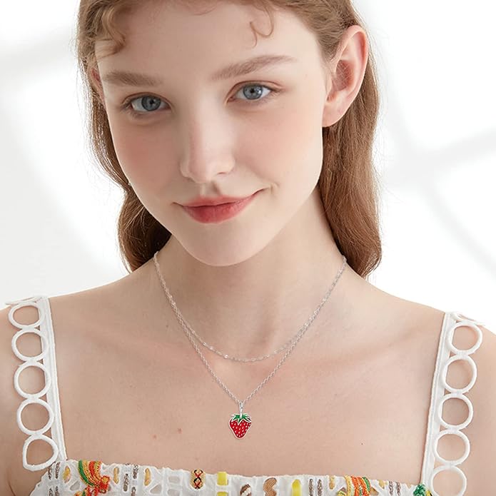 MONGAS Tree of Life/Infinity Cross/Lock and Key/Lotus/Hamsa/Horse/Strawberry/Opal/Lariat/Dragonfly/Heart/Violin Layered Necklace Sterling Silver for Women
