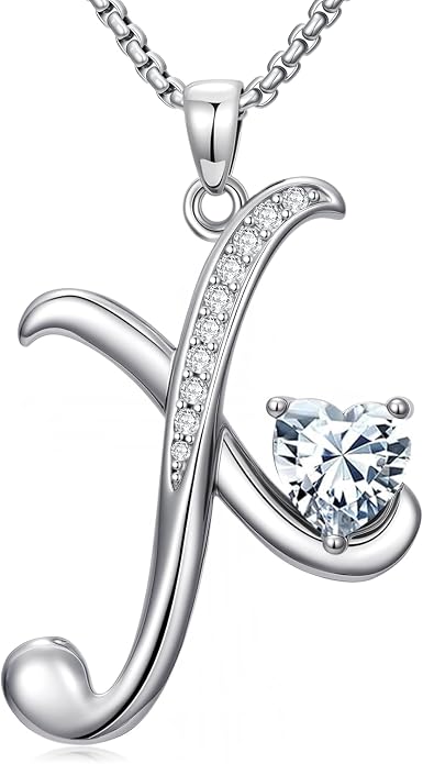 Birthday Gifts for Women Alphabet A to Z Initial Birthstone Pendant Necklaces for Women - 18k White Gold Plated Personalized Name Jewelry Anniversary Graduation Gifts for Wife Her Daughter Girlfriend(with Gift Box)