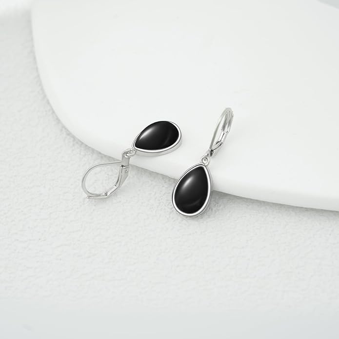 Larimar/Star/Dragonfly/Sunflower/Moonstone/Black Onyx Earrings for Women Leverback Dangle Earrings Hypoallergenic Jewelry for Women