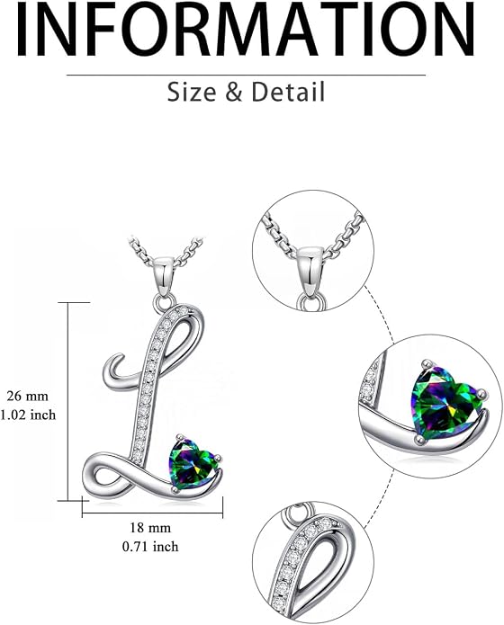 Birthday Gifts for Women Alphabet A to Z Initial Birthstone Pendant Necklaces for Women - 18k White Gold Plated Personalized Name Jewelry Anniversary Graduation Gifts for Wife Her Daughter Girlfriend(with Gift Box)