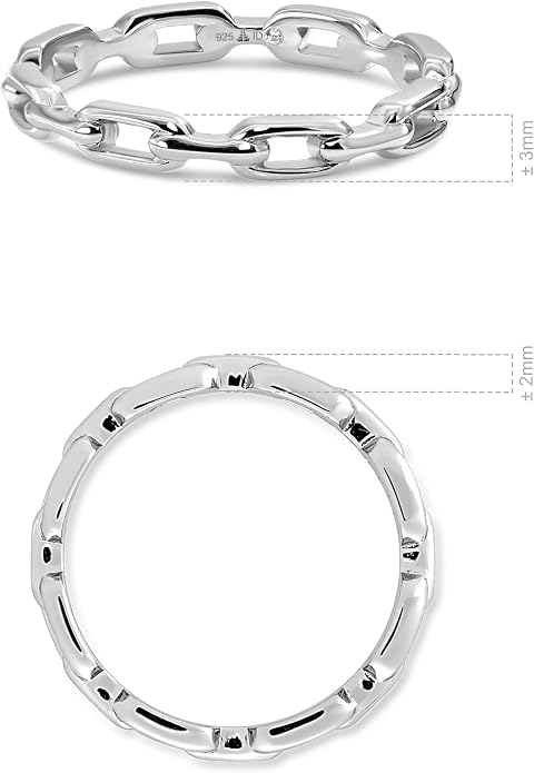 DEVATA Gold or Rhodium Plated Sterling Silver 925 – Eternity, Band Ring for Women – Heart, Knot, Clover, Infinity, Mariner, Cable, Curb, Cuban, Figaro, Daisy, Rope, Ribbed, Dome