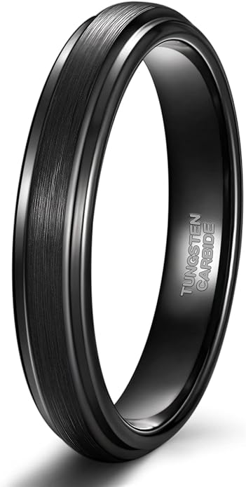 TRUMIUM 4mm 6mm 8mm Tungsten Rings for Men Women Silver Blue Rose Gold Plated Black Tungsten Wedding Band Matte Brushed Finish Comfort Fit Size 4-15