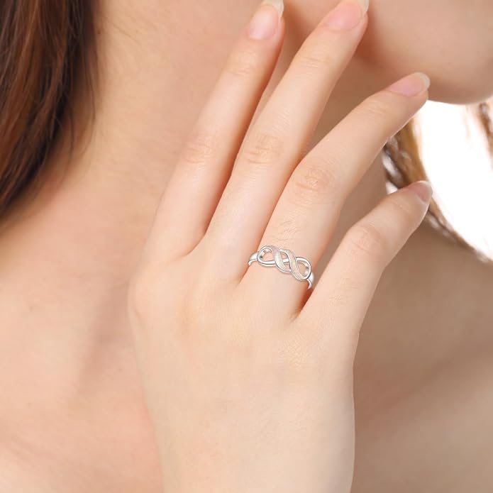 Opal Rings for Women Sterling Silver Twisted Celtic Knot Ring Adjustable Promise Rings Opal Infinity Jewelry Gifts for Women