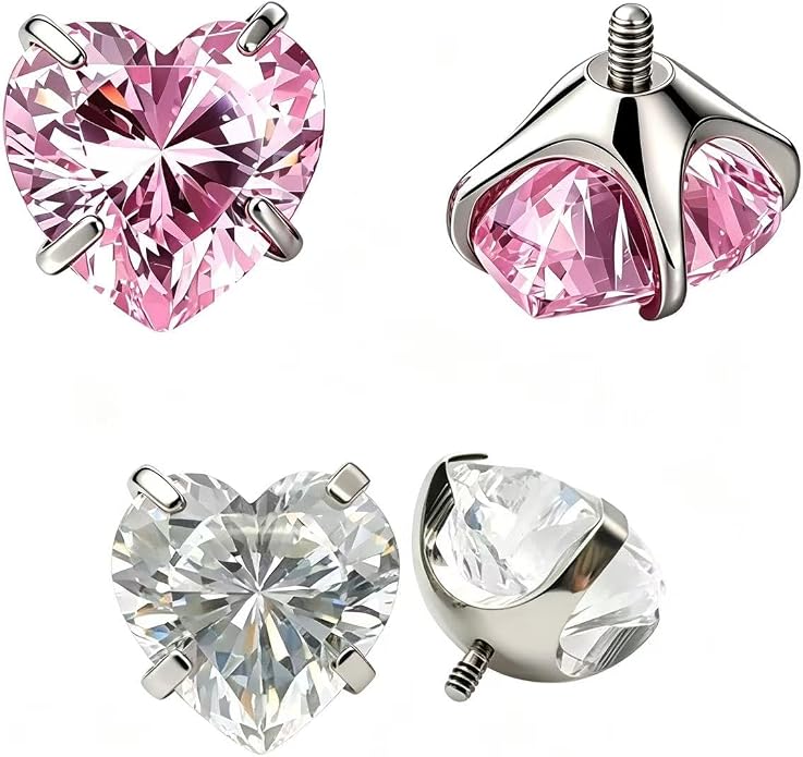 [2 Pairs Value Set]G23 Titanium Stud Earrings for Sensitive Ears, 18G Hypoallergenic Piercing Studs with Flat Back, Internal Thread Earring Jewelry for Women