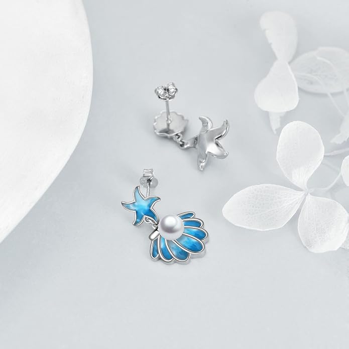 Beach Starfish Earrings for Women Sterling Silver Starfish Jewelry Gifts