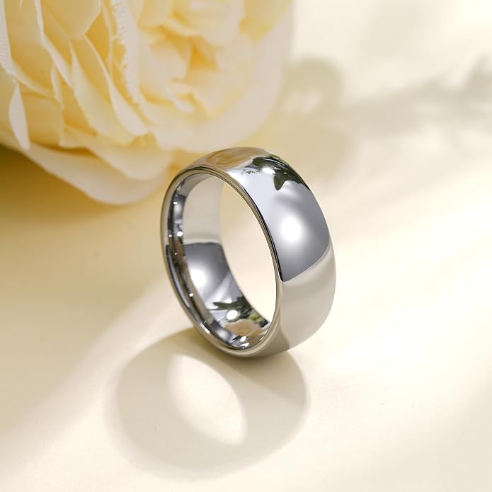King Will Tungsten Carbide Wedding Band for Men Women Promise Rings for Couples Domed High Polish